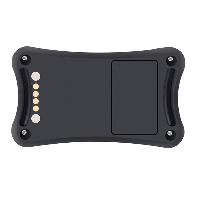 Black GPS tracker module back panel with square display window and screws