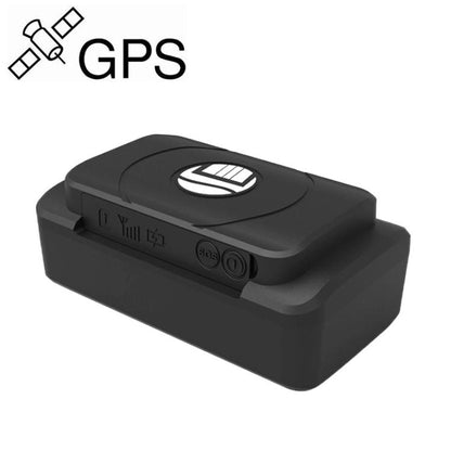Black 4G GPS vehicle tracker device with top emblem and side buttons