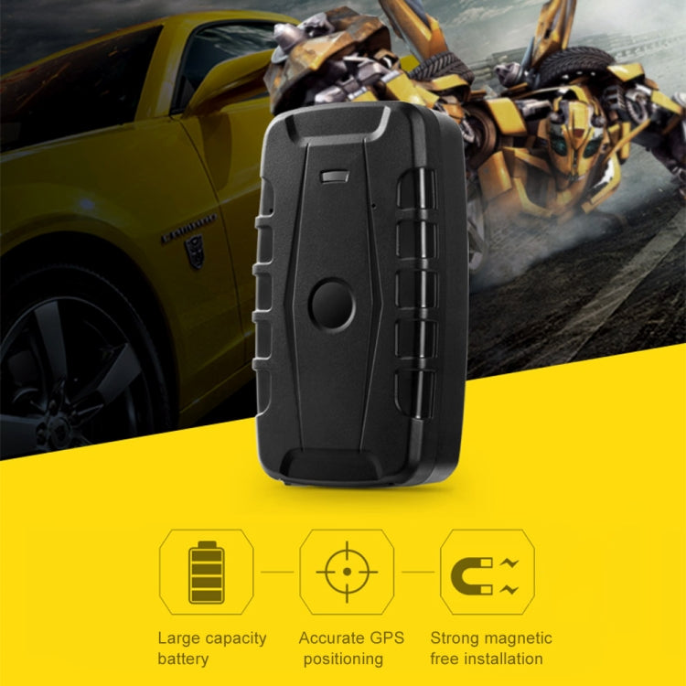 Black GPS tracker mounted on a vehicle, front face with circular button