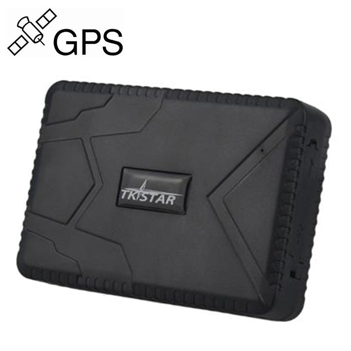 Black GPS tracker device with rugged case and centered TKSTAR logo badge