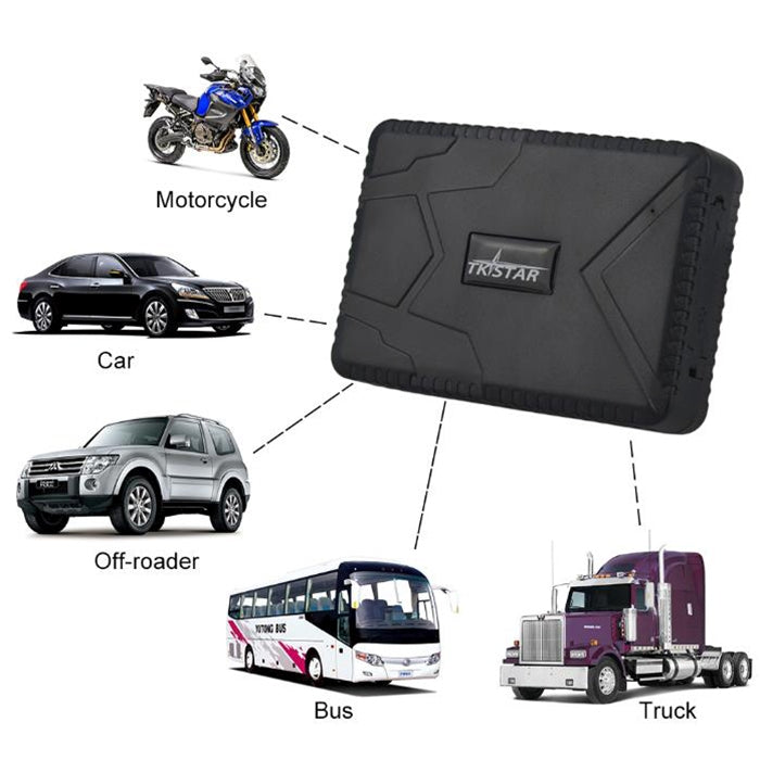 Magnetic GPS tracker with mounting for motorcycle, car, bus, and truck