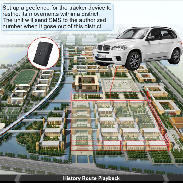 Black GPS tracker small inset with rugged case and side panel