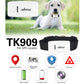TK909 pet GPS locator collar with white tracker and feature icons