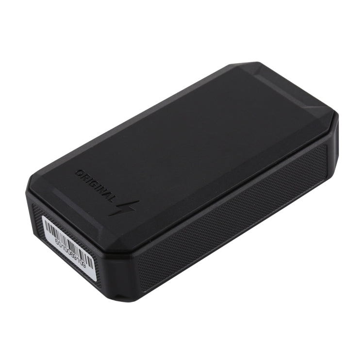 Black rectangular GPS vehicle tracker with textured sides and front label
