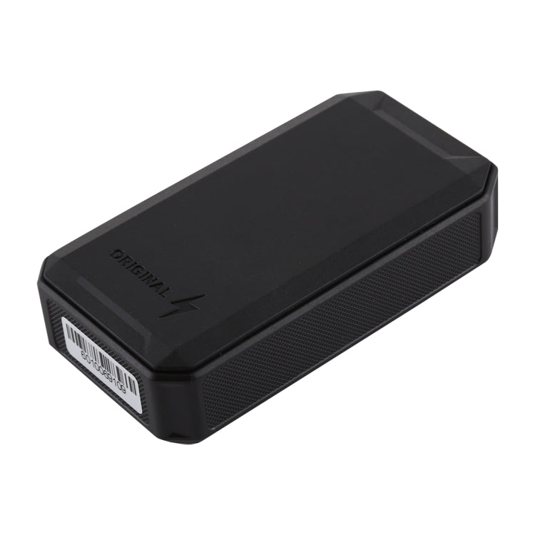 Black GPS vehicle tracker, angled view with textured grip side panel