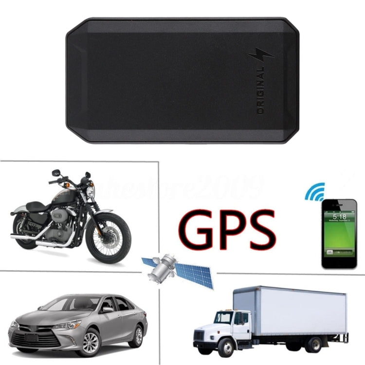 Black GPS vehicle tracker device with glossy top and side label