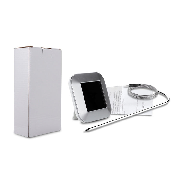 Wireless cooking thermometer kit with touch unit, metal probe, cable, and instruction papers