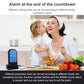 Black digital wireless food thermometer with LCD screen and probe cable