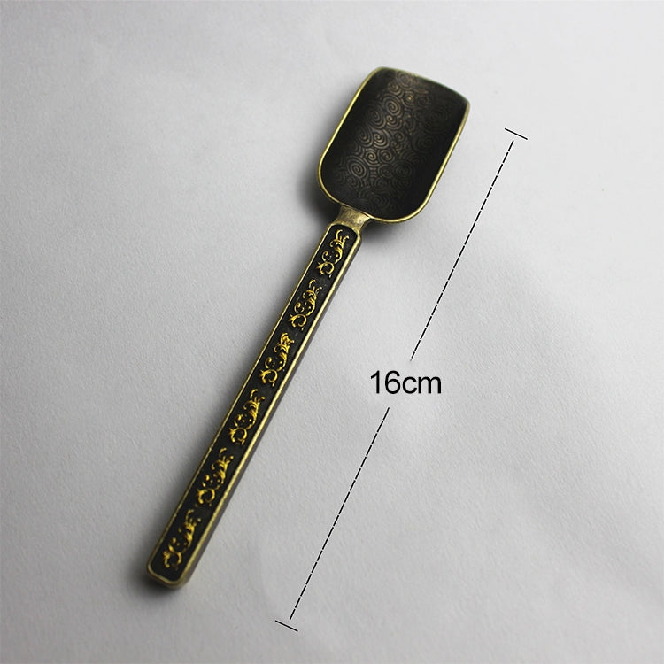 16cm tea spoon with gold filigree handle and embossed dark swirl bowl