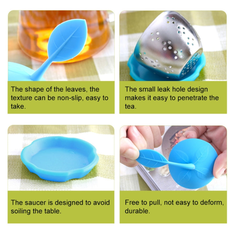 Blue silicone hanging tea bag strainer with stainless perforated tea basket