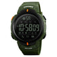 SKMEI 1301 multifunction sports smartwatch with army green strap, LCD time and icons