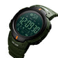SKMEI 1301 multifunction sports smartwatch, army green band and round digital LCD face