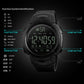SKMEI 1301 sports smartwatch showing digital icons on LCD with labeled buttons