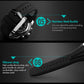 SKMEI watch with black strap and silver back case, close-up of buckle area