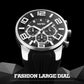 SKMEI large dial quartz wristwatch with black face, silver case, and black silicone strap