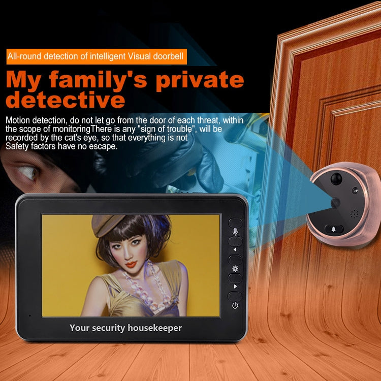 Smart doorbell camera set with 4.3-inch display and wall-mounted circular night-vision unit