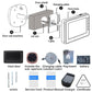 Diagram of smart doorbell camera components with wiring and mounting plate