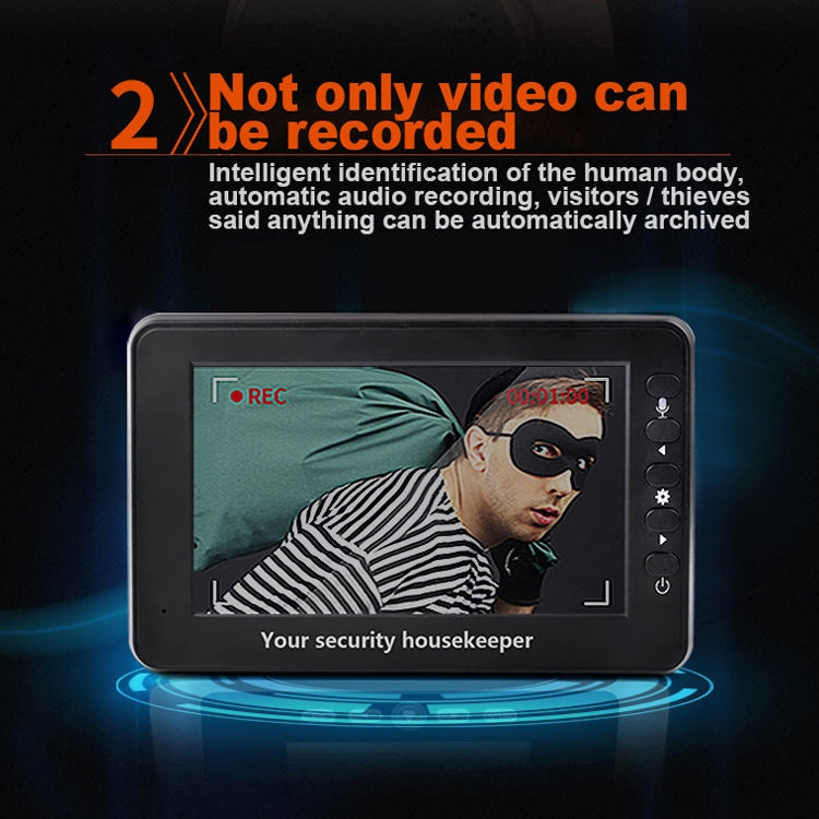 Smart doorbell camera monitor displaying live video with side control buttons