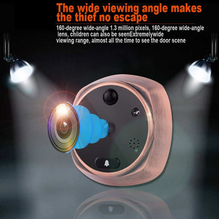 Copper outdoor smart doorbell camera with visible lens and motion indicator effects