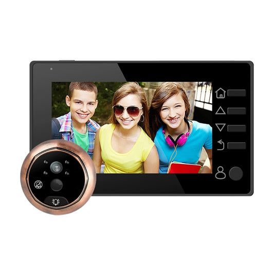 Black 4.3-inch TFT video doorbell display with bronze round outdoor camera