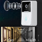 White smart video doorbell with coil-style night vision icon near camera unit.