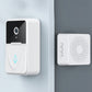 White smart video doorbell and wall chime, black camera panel and speaker grille.