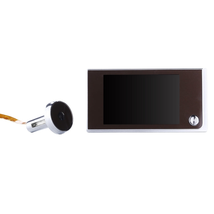 Digital door viewer security camera with blank black display screen and round side button