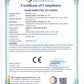 Certificate of compliance RoHS directive document with CE mark and TMC testing details