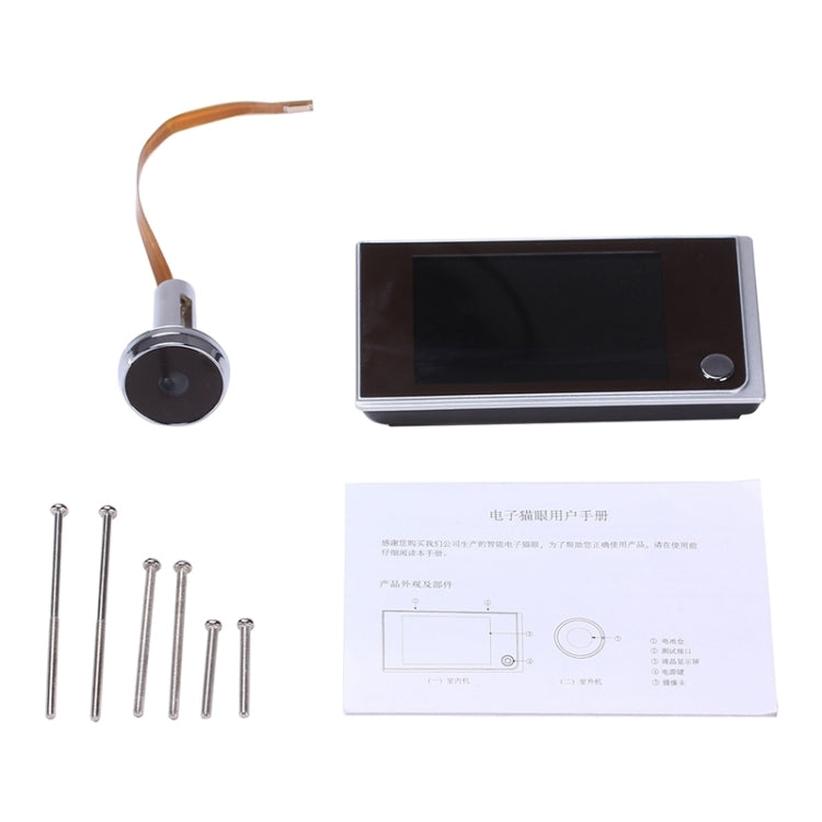 Digital door viewer security camera kit with peephole lens, monitor unit, and screws