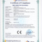 Certificate of compliance document for EMC directive testing, color printed