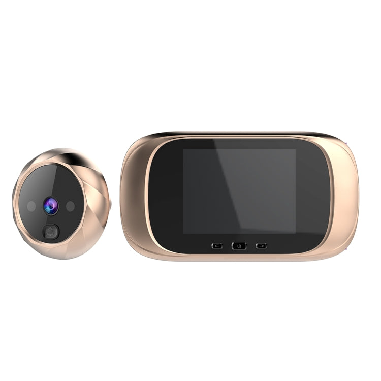Gold cat-eye camera doorbell viewer base with built-in LCD screen and camera lens
