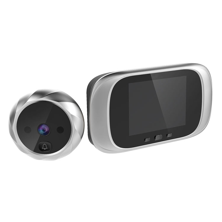 Silver cat-eye camera doorbell set with LCD viewer base and camera module