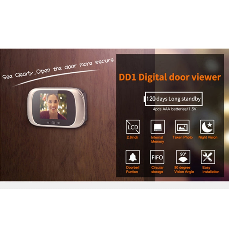 Gold door viewer with 2.8-inch LCD screen and cat-eye camera module