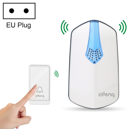 Wireless batteryless WiFi doorbell with EU plug, white chime transmitter and button