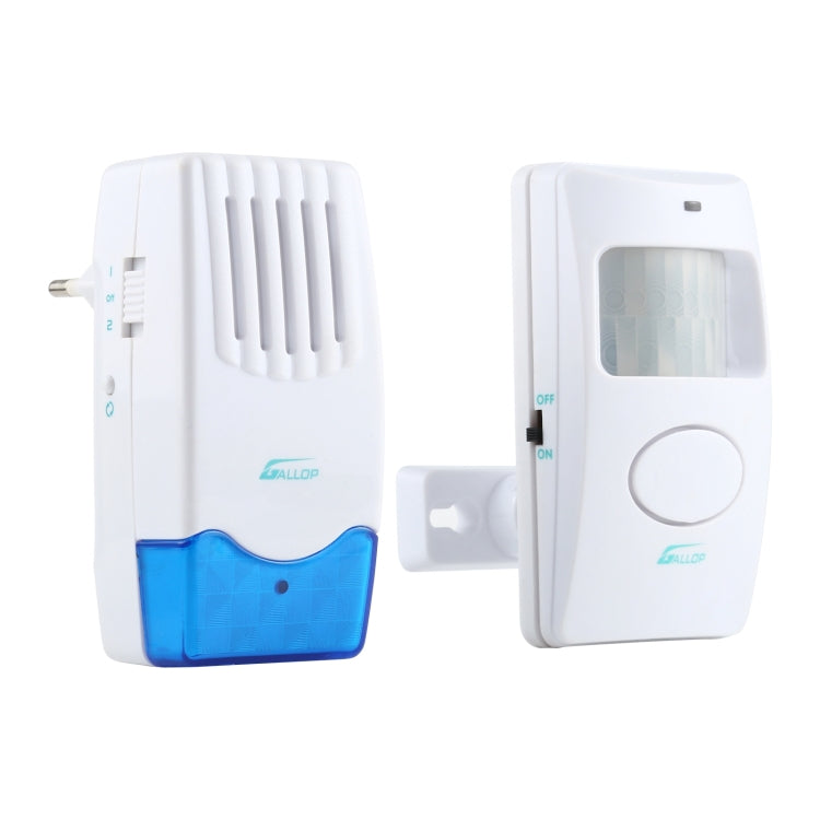 Wireless electro guard watch wall plug receiver and sensor, white and blue, EU plug