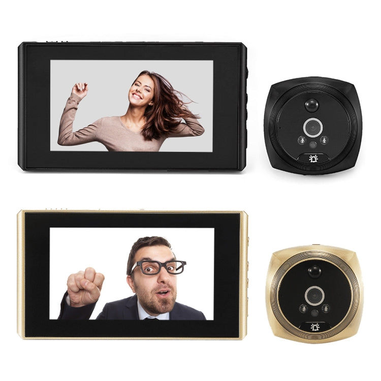 Video doorbell set with black 4.3-inch screen and round camera unit