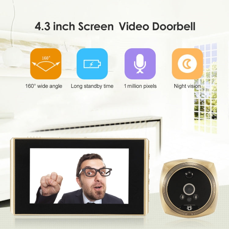 Gold and black 4.3-inch screen video doorbell with round camera