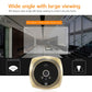 Gold video doorbell showing wide-angle camera view on display