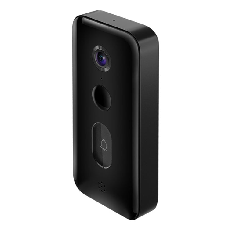 Xiaomi smart doorbell camera module, black side view with bell button.