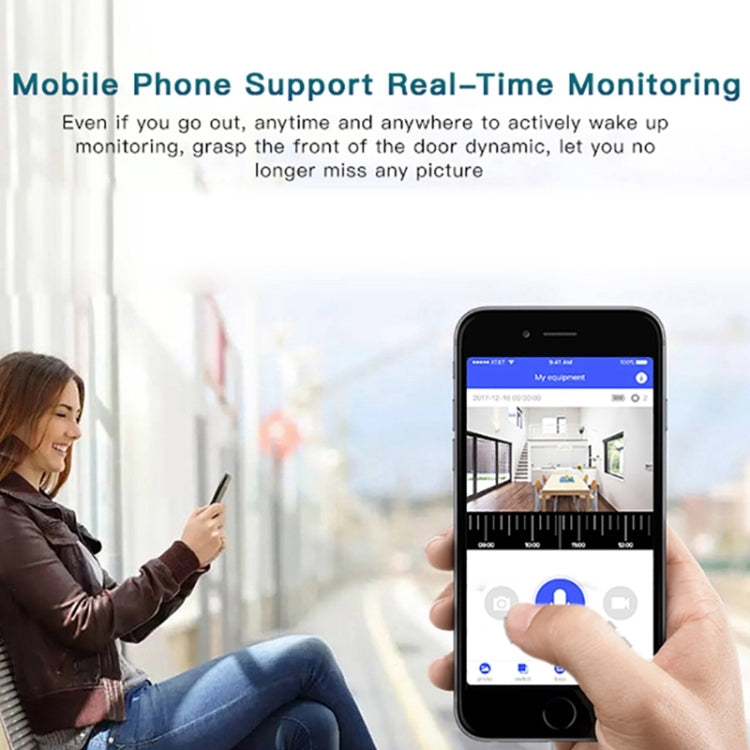 Smartphone monitoring screen showing live video from a Wi‑Fi video doorbell.