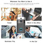 Wi‑Fi video doorbell with blue-ring button, shown with remote phone monitoring.