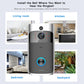Wi‑Fi video doorbell with camera and blue-ring button for indoor or outdoor mounting.