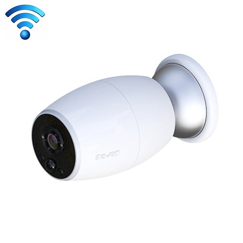 White cylindrical outdoor WiFi video door camera with wide-angle lens and mount collar