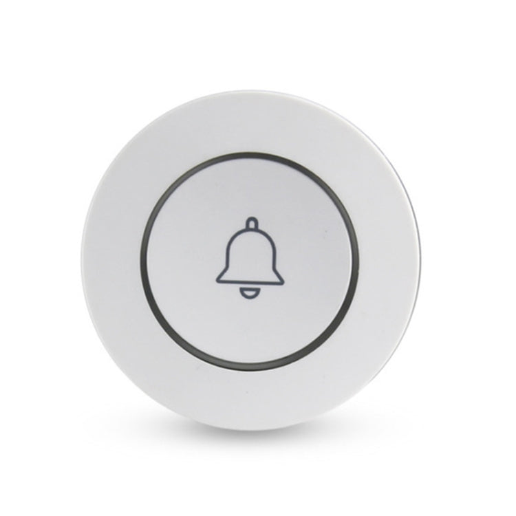 White circular doorbell button with black bell icon ring