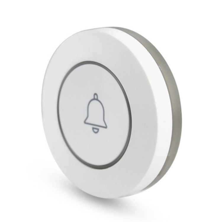 White wireless doorbell button with side profile and bell icon face