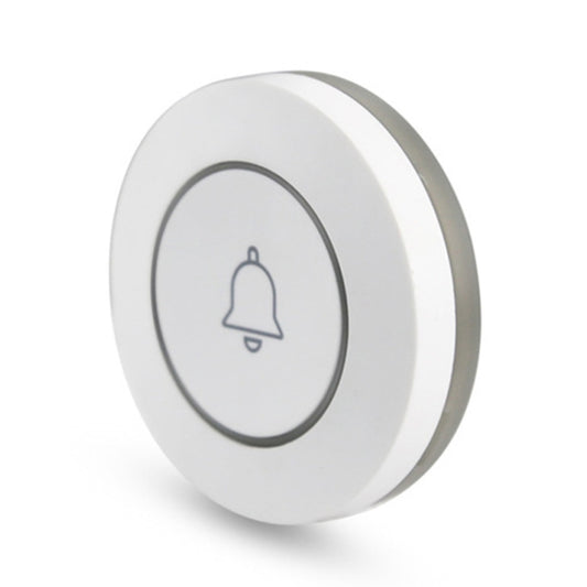 White wireless doorbell button with side profile and bell icon face