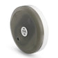 Grey back of wireless doorbell button with ID label and mounting hole