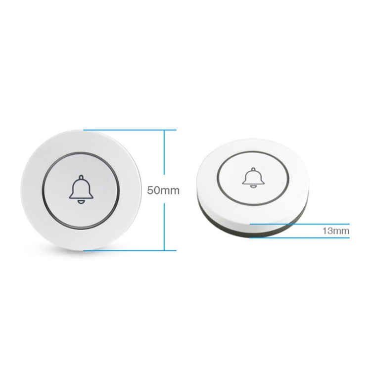Round white doorbell button showing front view size measurements