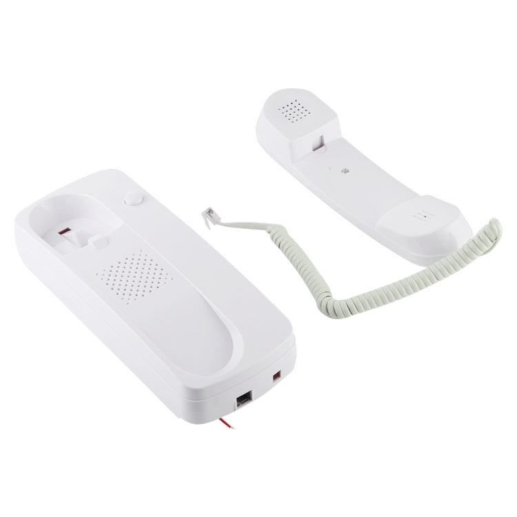 White two-way intercom doorphone pair with speaker grille and coiled cords