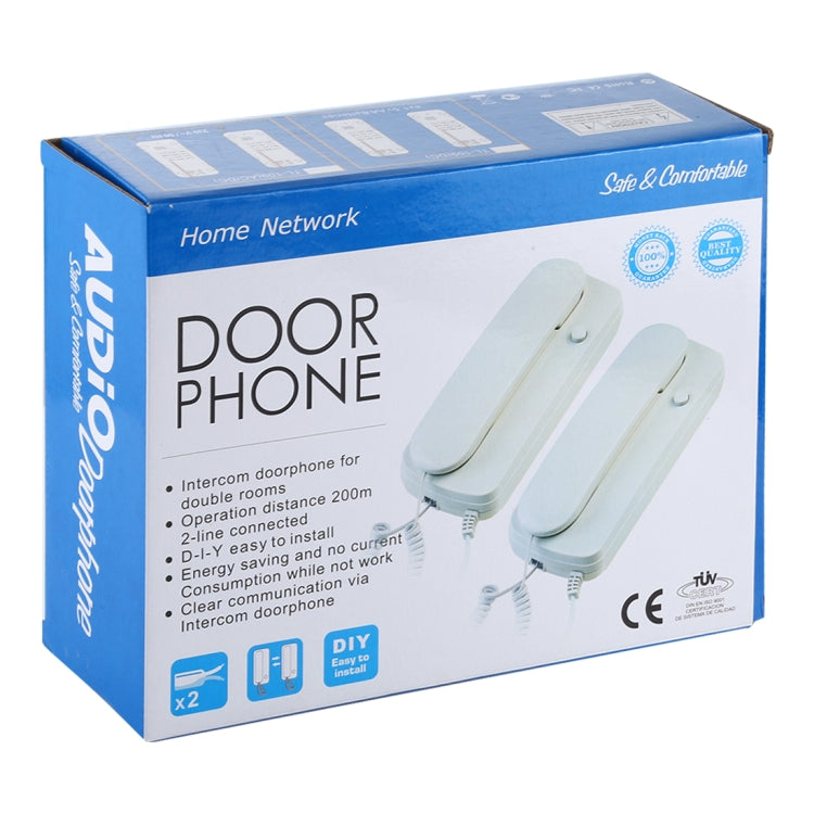 Retail package for wired doorphone intercom with two handset units